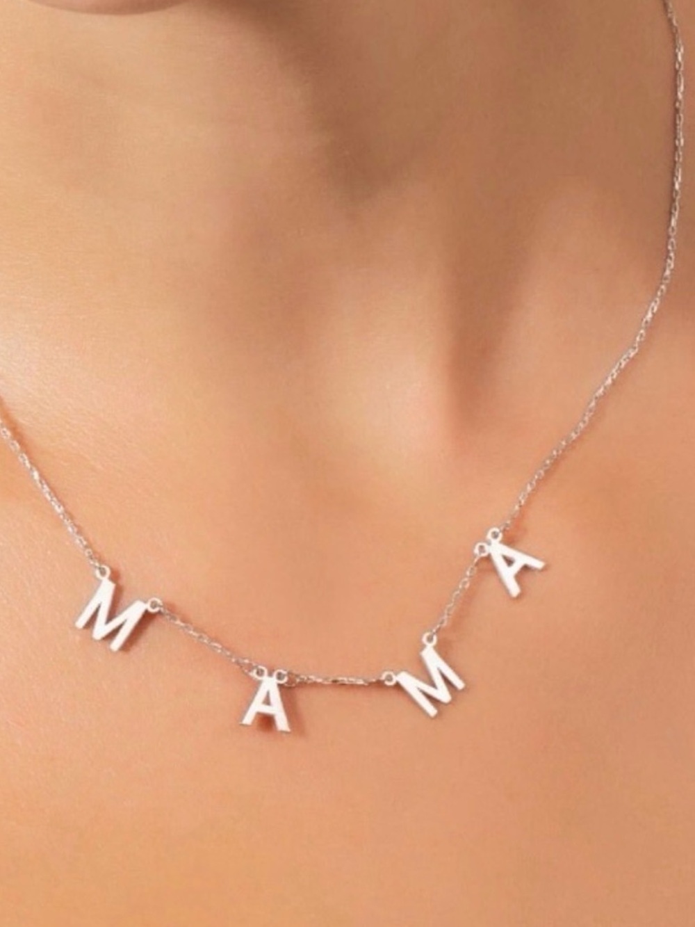 Silver MAMA Vintage Nameplate Adjustable Choker Necklace - Picture 3 of 5